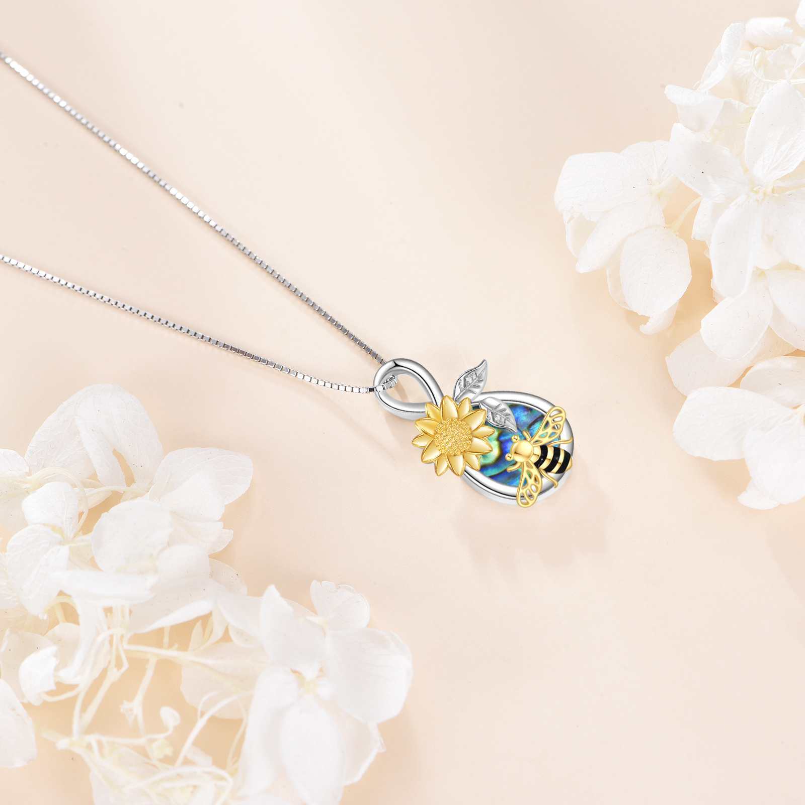Bee Necklace 925 Sterling Silver Infinity Love Pendant